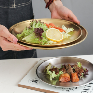 จานสแตนเลสกลมสีทอง14ซม. 5.5นิ้วถาดสำหรับตั้งแคมป์จานอาหารค่ำ - Product Image 4