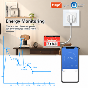 Prise murale intelligente WiFi, contrôle par application Tuya, 20A, verre trempé, 2 broches, avec mesure de la consommation d'énergie, télécommande, compatible <span class=keywords><strong>Smart</strong></span> Life Alexa - Product Image 3