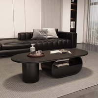 Table basse ovale moderne de luxe léger en dalle de pierre calcaire italienne, pour usage domestique, petit appartement, avec tiroirs combinés créatifs et simples