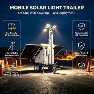 Tour d'éclairage solaire à <span class=keywords><strong>prix</strong></span> d'usine avec panneaux solaires 1200W, LED 400W, mât de 6m pour l'éclairage des chantiers temporaires - Product Image 3