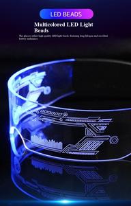 Lunettes LED rechargeables à visière, 7 couleurs, 12 modes, style cyberpunk, lumineuses, pour Halloween, cosplay, fête, rave, cadeau pour adulte - Product Image 5