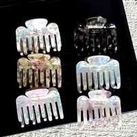 Pince à cheveux en acétate élégante pour femme, avec logo personnalisé, texture double dentelle, pour queue de cheval haute, 5,5 cm, tailles moyenne et petite