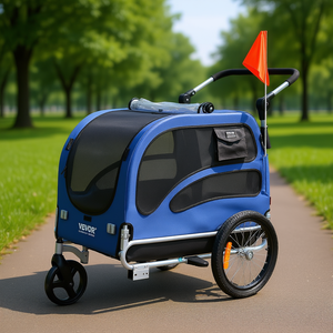 Remorque de vélo pour chien Vevor, capacité de 100 lb, chariot pliable facile pour animaux de compagnie, porte-animaux en tissu nylon pour l'extérieur - Product Image 2