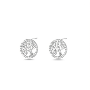 Amy Amy Fashion Stud Earrings Silver Plated Zircon <b>Tree</b> Design For Women Classic Jewelry Gift PE0004 - Product Image 3