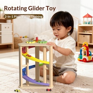 Juguete de Pista de Carreras de Madera Montessori, Rampa Espiral Giratoria, Set de Vehículos Deslizantes Coloridos, Regalo Educativo para Desarrollo de Motricidad Fina StarQmi 3-6 - Product Image 2