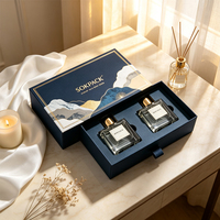 Boîte cadeau de luxe personnalisée pour parfum, rigide, avec ruban et languette de tirage, double flacon, en papier écologique, pour emballage de coffret de parfum