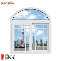 Ventana Arqueada Circular de Aluminio Hecha a Medida, Marco de Rejilla Decorativa Francesa de Aluminio, Vidrio Templado, Ventanas Arqueadas Semicirculares