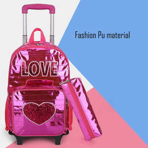 Juego de 3 bolsos de cuero PU para niños, <span class=keywords><strong>mochila</strong></span> escolar <span class=keywords><strong>con</strong></span> <span class=keywords><strong>ruedas</strong></span> para llevar - Product Image 4