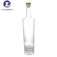 Bouteille de vin en verre cristal plat transparent 700 ml avec bouchon en liège, emballage haut de gamme, whisky, Baijiu, bouteille vide personnalisable