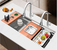 Évier de cuisine intelligent multifonction numérique en acier inoxydable SUS304, grand évier cascade moderne, ensemble complet - Offre Spéciale