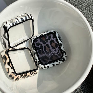 Protecteur d'écran imprimé léopard à couverture complète pour montre 8 7 6 5 41mm 45 40 44 38 42 PVC + verre respirant 18 couleurs - Product Image 1