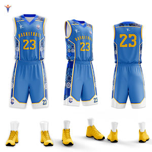 Camiseta de baloncesto azul transpirable de diseño personalizado, uniforme deportivo de secado rápido con sublimación para partidos de verano, opción de talla grande - Product Image 1