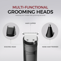 Kit de toilettage de barbe rechargeable 3-en-1 haute performance : tondeuse à cheveux, tondeuse nez et rasoir complet