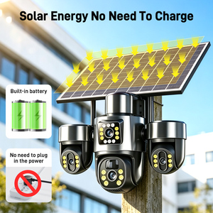 Caméra solaire PTZ Yoosee à 3 objectifs, capteur CMOS, affichage sur 3 écrans, enregistrement 24h/24, étanche IP66, audio bidirectionnel, caméra extérieure à batterie 4G - Product Image 3