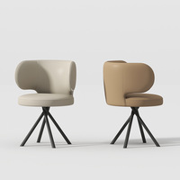 Chaise de salle à manger contemporaine rembourrée en forme de fer à cheval avec pieds en métal, chaise en cuir beige gris durable, mobilier de maison