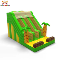 Grand château gonflable à thème animalier avec toboggan sec en PVC, capacité de 200 kg pour 10 passagers, installation facile, garantie de 3 ans