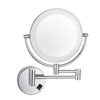 Cermin Rias LED Dinding 8" Dapat Diperpanjang Dua Sisi Perbesaran 1X/3X/5X/7X/10X 6 Pilihan Warna Finishing untuk Kamar Tamu Hotel