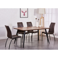 Ensemble de table à manger moderne en bois avec plateau rectangulaire en MDF blanc et pieds en acier noir avec revêtement en poudre, pour usage hôtelier, nouveauté 2023