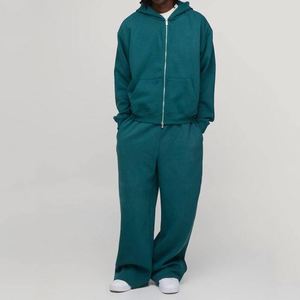Sweat-shirt à capuche zippé tribal gris noir, pantalon de survêtement colorblock, ensemble de survêtement deux pièces personnalisé pour homme - Product Image 4