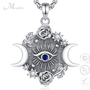 Merryshine 925 argento Sterling tre luna dea blu malvagio occhio turco ciondolo collana con ciondolo - Product Image 1