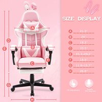 Chaise de jeu ergonomique à dossier haut pivotante pour bureau et ordinateur, réglable en hauteur, avec table, rose