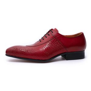 Chaussures habillées Oxford en cuir pour hommes, imprimé peau de serpent, à lacets, bout pointu, pour le bureau, les mariages et les soirées – Fabrication chinoise - Product Image 3