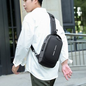 Men's Chest Bag With Combination Lock USB Charging Anti-Theft Large Capacity Shoulder Bag For Leisure Travel Spring 2025 - Product Image 2
