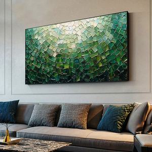 Peinture à l'huile abstraite minimaliste et colorée sur toile, art mural texturé fait main moderne et contemporain, décoration murale pour salon, œuvre d'art pour la maison - Product Image 2