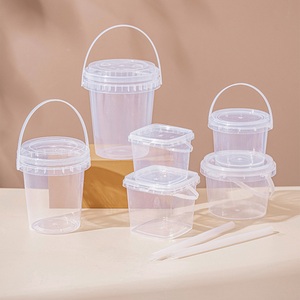 32 OZ Custom Logo <strong>Plastic</strong> Drink Boba Barrel Wholesale Takeaway Disposable Fruits Container PP Clear Bucket Cups <strong>With</strong> <strong>Lid</strong> <strong>Handle</strong>