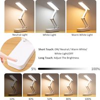 Lampe de bureau LED pliable en plastique alimentée par USB solaire, à intensité variable, portable, pour la lecture, le bureau, les voyages et les situations d'urgence