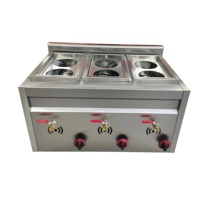 Cuiseur à nouilles professionnel à gaz 6 foyers, corps en acier inoxydable, 6 paniers, pour restaurant, snack-bar, stand alimentaire