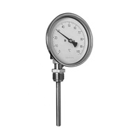 Pengukur suhu batang jarum Universal 100mm 4 inci benang pengukur suhu bahan besi tahan karat industri air termometer Bimetal