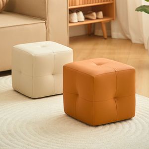 Taburete otomano estilo nórdico con mechones para sala de estar, decoración del hogar, reposapiés multifuncional. - Product Image 1