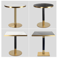 Table de salle à manger ronde en pierre de quartz, style luxe léger, minimaliste et moderne, avec finition dorée en acier inoxydable, pour hôtel, appartement, maison