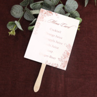 Cartes de table en papier design créatif Menus avec bâton en bois Carte de menu de mariage faite à la main en papier d'aluminium or rose de luxe