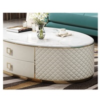 Table basse en acier inoxydable de luxe, table basse en MDF et marbre, ensemble de table basse et de meuble TV