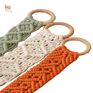 Tovagliolo da cucina <span class=keywords><strong>in</strong></span> cotone retrò ecologico appeso <span class=keywords><strong>in</strong></span> <span class=keywords><strong>legno</strong></span> e macramè portasciugamani - Product Image 4