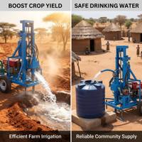 Plateforme de forage de puits d'eau montée sur remorque de 200 m pour la construction de puits profonds |   Machine de forage hydraulique diesel pour usage rural