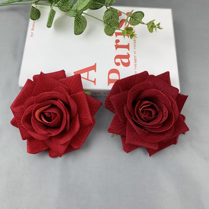 Rosas de terciopelo de 12 cm, cabezas de rosas de seda para decoración de pasteles de boda - Product Image 4