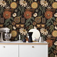 Papier peint amovible à coller soi-même, style bohème rétro, fleurs botaniques, 173''x80