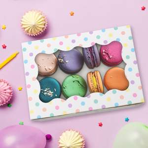 Scatole di biscotti pastello a pois con finestra per compleanni di Pasqua Cupcakes di grandi dimensioni si adatta facilmente a una dozzina di biscotti - Product Image 5