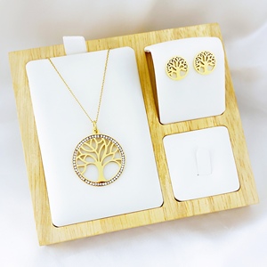 Día de la madre joyería fabricante lugar 316L cirugía de acero de cristal de árbol de collar y pendiente conjunto de joyas - Product Image 3