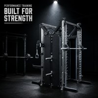 Rack à Squats Smith avec Barre de Croisement à Câbles et Trous de Réglage Guidés pour Équipement de Musculation Commercial en Salle de Sport