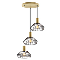 Luminaire suspendu en fer et métal décoratif moderne 220V E27, cage en fer, LED, salon, chambre à coucher, style antique en bois