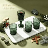 SNW Verres Vintage Originaux en Verre Couleur Unie à Motif Soldat Casse-Noisette en Relief, Gobelets Highball et Verres à Pied pour Fêtes de Noël et Bars