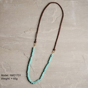 <span class=keywords><strong>Collana</strong></span> da Donna NM21726 Mudulla Stile Bohemien con Perline Lunghe in Turchese, Ematite e Amazzonite, Catena <span class=keywords><strong>Intrecciata</strong></span> con Motivo Geometrico - Product Image 6
