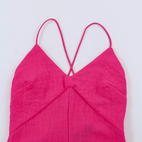 Robe longue d'été décontractée pour femme, couleur rose, à fines bretelles, dos évidé, style mode