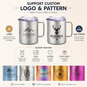 Custom Logo Corporate Gift Double Wall Titanium <b>Coffee</b> Mug with Handle and Lid Lightweight Insulated Camping Cup - Product Image 6