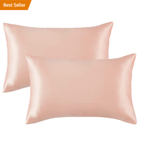 100% taies d'oreiller en polyester taies d'oreiller en satin de lit ensemble standard de 2 taies d'oreiller en satin blanc pour les cheveux et la peau