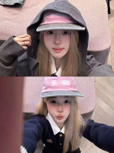 Gorra de lana de 5 paneles de gamuza al por mayor, rosa y gris, con visera plana, estilo urbano, unisex, ajustable, informal - Product Image 4